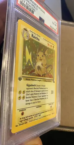 1999 POKEMON FOSSIL #14 RAICHU-HOLO 1ST EDITION PSA EX-MT 6 - Image 3
