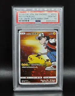2018 POKEMON JPN SM PROMO POKEMON CENTER 20TH ANV CAMPAIGN RED'S PIKACHU PSA 10 - Image 1