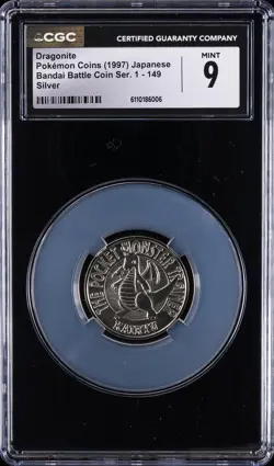 1997 POKEMON COINS JPN BANDAI BATTLE COIN SER. 1 - SILVER #149 DRAGONITE CGC 9 - Image 1