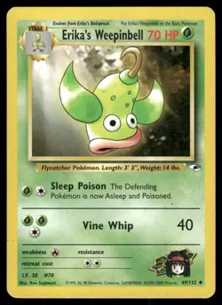 Pokemon Tcg Erika's Weepinbell #49 Pokemon Gym Heroes MP - Image 1