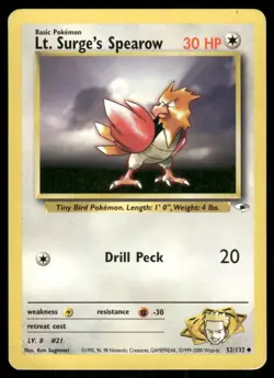 Pokemon Tcg Lt. Surge's Spearow #52 Pokemon Gym Heroes MP - Image 1