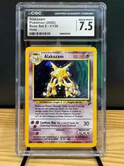 2000 Pokemon Base Set 2 Alakazam Holo Rare #001/130 CGC 7.5 - Image 1