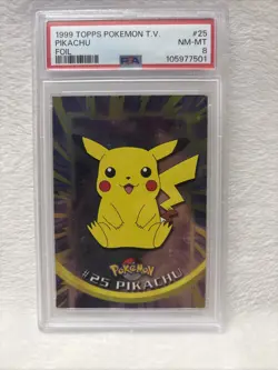 1999 Topps Pokemon TV #25 PIKACHU PSA 8 NM-MT - Image 1