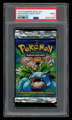 1999 Pokemon Base Set Pack: Unlimited-Thick Font Venusaur PSA 9 MINT - Image 1