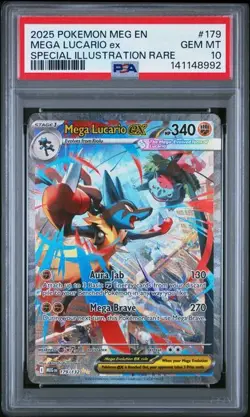2025 POKEMON MEG EN-MEGA EVOLUTION #179 MEGA LUCARIO ex PSA 10 (992 - Image 1