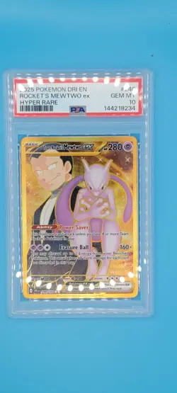 2025 POKEMON DRI EN- DESTINED RIVALS HYPER RARE TEAM ROCKETS MEWTWO EX PSA 10 - Image 1
