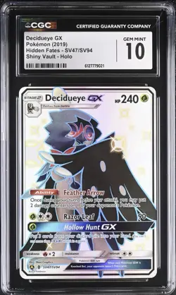 Pokemon Decidueye GX SV47 Ultra Rare Hidden Fates - CGC 10 - Image 1