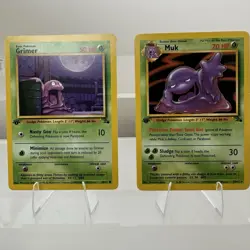 Vintage Pokemon 1st Edition Muk 28/62 1st Edition Grimer 48/62 Fossil Non Holo - Image 1