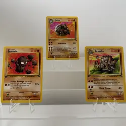Vintage Pokemon 1st Edition Golem 36/62 Graveler 37/62 Geodude 47/62 Fossil Set - Image 1