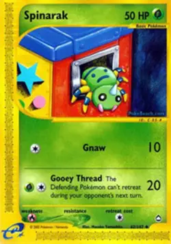 Spinarak - 62/147 - Uncommon NM, English Pokemon Aquapolis - Image 1