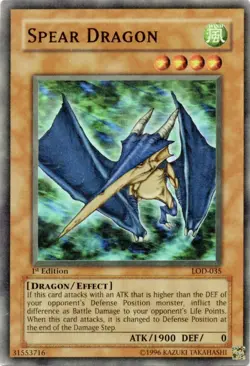 Yugioh TCG Spear Dragon LOD-035 1st Edition Super Rare LP - Image 1