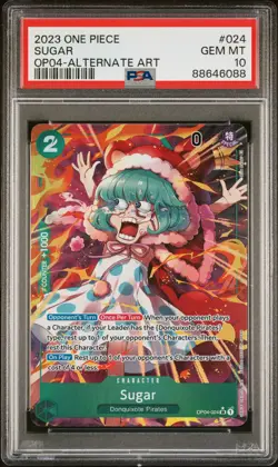 2023 ONE PIECE OP04-KINGDOMS OF INTRIGUE ALTERNATE ART #024 SUGAR PSA 10 - Image 1