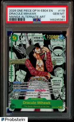 2026 One Piece OP14-EB04 En Manga Alternate Art #119 Dracule Mihawk PSA 10 - Image 1
