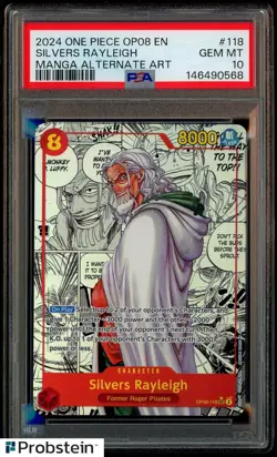 2024 One Piece OP08 EN Manga Alternate Art #118 Silvers Rayleigh PSA 10 GEM MINT - Image 1