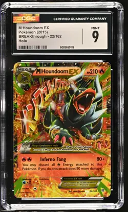 CGC 9 MINT M Houndoom EX 2015 BREAKthrough 22/162 Holo Pokemon Card - Image 1
