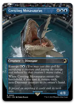 Cresting Mosasaurus (Borderless) #2 (LP) Jurassic World REX Magic MTG - Image 1