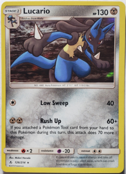 Pokemon - Lucario - 126/214 - Reverse Holo Rare - Unbroken Bonds - NM/M - NEW - Image 1