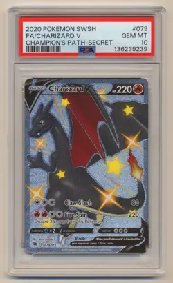 PSA 10 Pokemon Champion's Path Secret Rare Charizard V 079/073 GEM MINT!! - Image 1