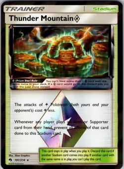 Thunder Mountain Prism Star 191/214 SM - Lost Thunder Pokemon TCG NM - Image 1