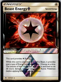 Beast Energy Prism Star 117/131 SM - Forbidden Light Pokemon TCG NM - Image 1