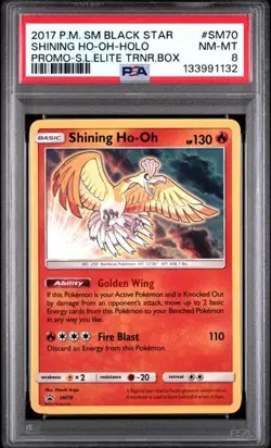 2017 POKEMON SM BLACK STAR PROMO #SM70 SHINING HO-OH-HOLO PROMO-S.L.ELITE PSA 8 - Image 1