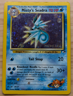 2000 Pokemon TCG Misty's Seadra 9/132 Prerelease Holo - Image 1