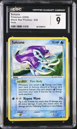 CGC 9 MINT Suicune 2005 Black Star Promos 030 Holo Pokemon Card - Image 1