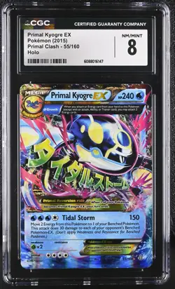 CGC 8 Primal Kyogre EX 2015 Primal Clash 55/160 Holo Pokemon Card - Image 1