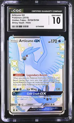 CGC 10 Articuno GX 2019 Hidden Fates SV54/SV94 Shiny Vault Holo Pokemon Card - Image 1