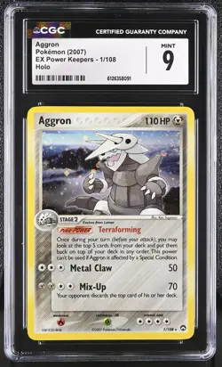 CGC 9 MINT Aggron 2007 EX Power Keepers 1/108 Holo Pokemon Card - Image 1