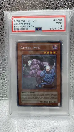 Yu-Gi-Oh! Gemini Imps, Secret Rare, 2007, PP01-EN005, Unlimited, PSA 9 - Image 1