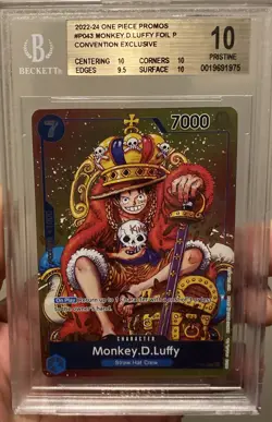 2022-24 One Piece Promo Monkey.D.Luffy Convention Exclusive Foil BGS 10 P-043 - Image 1