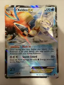 Pokemon TCG Keldeo EX 49/149 Boundaries Crossed Holo Card Damaged - Image 1