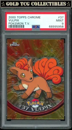 PSA 9 ⭐ Pokemon Vulpix # 37 2000 Topps Chrome T.V. Graded Card - Image 1