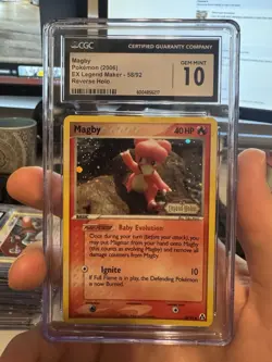 CGC 10 Magby 2006 EX Legend Maker 58/92 Reverse Holo Stamped Pokemon Card - Image 1