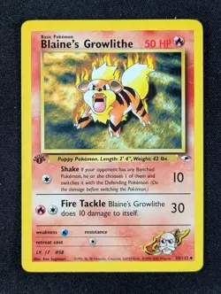 2000 Pokemon BLAINE'S GROWLITHE #35/132 Gym Challenge 1st Edition Uncommon ENG - Image 1