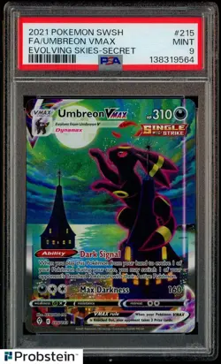 2021 Pokemon Evolving Skies Umbreon VMAX Full Art Alt Art #215 PSA 9 - Image 1