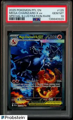 2025 POKEMON PFL EN-PHANTASMAL FLAMES #125 MEGA CHARIZARD X EX PSA 10 - Image 1