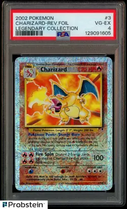 2002 Pokemon Legendary Collection #3 Charizard Reverse Foil PSA 4 VG-EX - Image 1