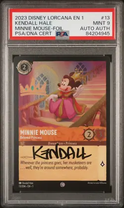 Disney Lorcana Minnie Mouse Foil 13 Signed Doodled Sketch By Kendall Hale PSA 9 - Image 1