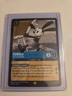 Oswald the Lucky Rabbit Cold Foil Legendary Azurite Sea Lorcana Card 142/204 NM - Image 1