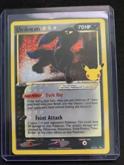 Pokemon Card TCG Umbreon Celebrations 17/17 Gold Star Pokemon TCG Holo Rare NM - Image 1