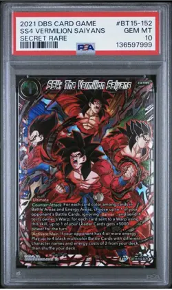 PSA 10 SS4: The Vermilion Saiyans DBS Card Game Secret Rare BT15-152 Gem Mint - Image 1