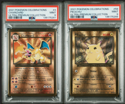 2021 CHARIZARD #4 & PIKACHU #58 POKEMON UPC CELEBRATIONS METAL CARD PSA 9 set - Image 1