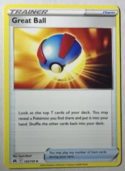 Great Ball 132/159 Pokemon Crown Zenith Uncommon Off Center Error - Image 1