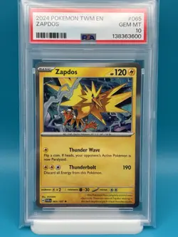 PSA 10 - 2024 POKEMON TWM EN-TWILIGHT MASQUERADE 065 ZAPDOS - Image 1