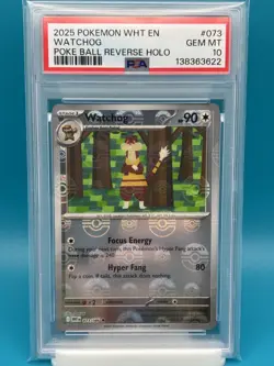 PSA 10 - 2025 POKEMON WHT EN-WHITE FLARE 073 WATCHOG POKE BALL REVERSE HOLO - Image 1
