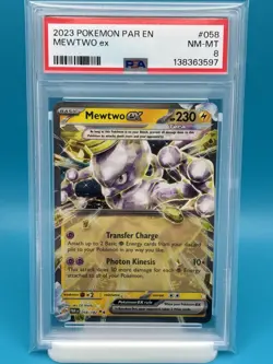 PSA 8 - 2023 POKEMON PAR EN-PARADOX RIFT 058 MEWTWO EX - Image 1