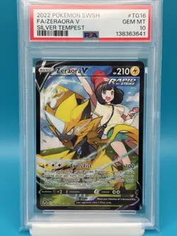 PSA 10 - 2022 POKEMON SWORD & SHIELD SILVER TEMPEST TG16 FULL ART/ZERAORA V - Image 1