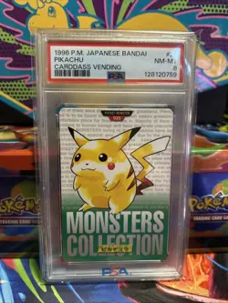 1996 Pokemon Japanese Bandai Pikachu Carddass Vending #25 PSA NM-MT 8 - Image 1